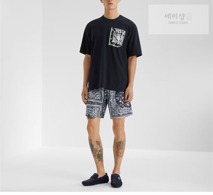 Fendi 펜디 반다나 코랄 FF 코튼 반팔 티셔츠 블랙 의류 2번 이미지