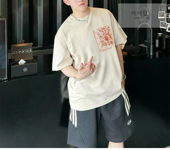 Fendi 펜디 반다나 코랄 FF 코튼 반팔 티셔츠 블랙 의류 5번 이미지