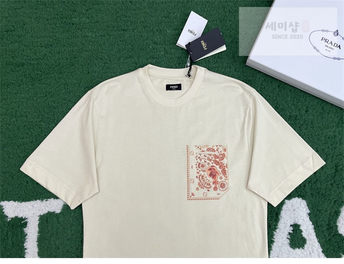 Fendi 펜디 반다나 코랄 FF 코튼 반팔 티셔츠 블랙 의류 14번 이미지