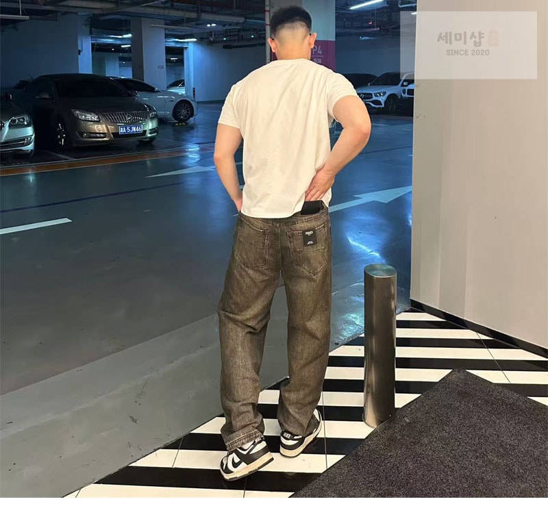 Fendi 펜디 스트랩 오버다이드 스트레이트 데님 진 의류 1번 이미지