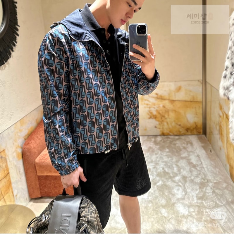 Fendi 펜디 테크니컬 패브릭 블루종 후드 집업 의류 4번 이미지