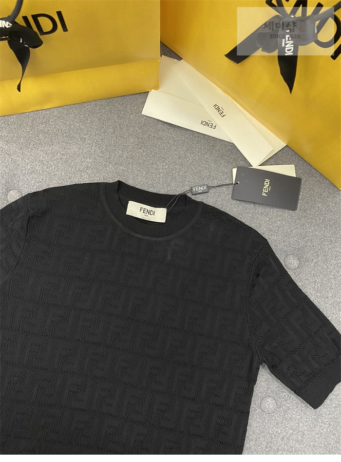 Fendi 펜디 FF 로고 코튼 니트 반팔 의류 7번 이미지