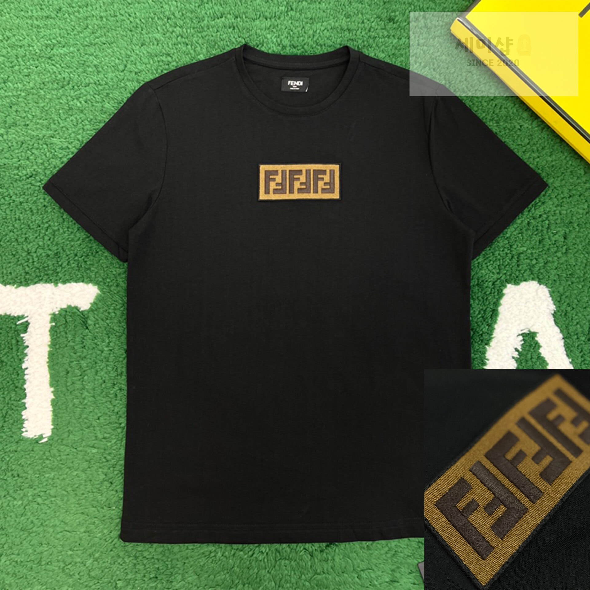 Fendi 펜디 FF 자수 패치 반팔 티셔츠 블랙 의류 1번 이미지