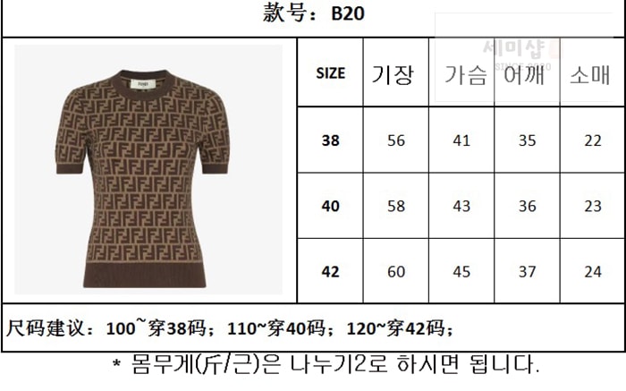 Fendi 펜디 FF 자카드 코튼 반팔 니트 의류 2번 이미지