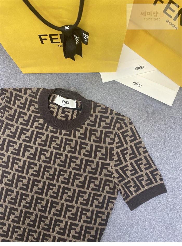 Fendi 펜디 FF 자카드 코튼 반팔 니트 의류 10번 이미지