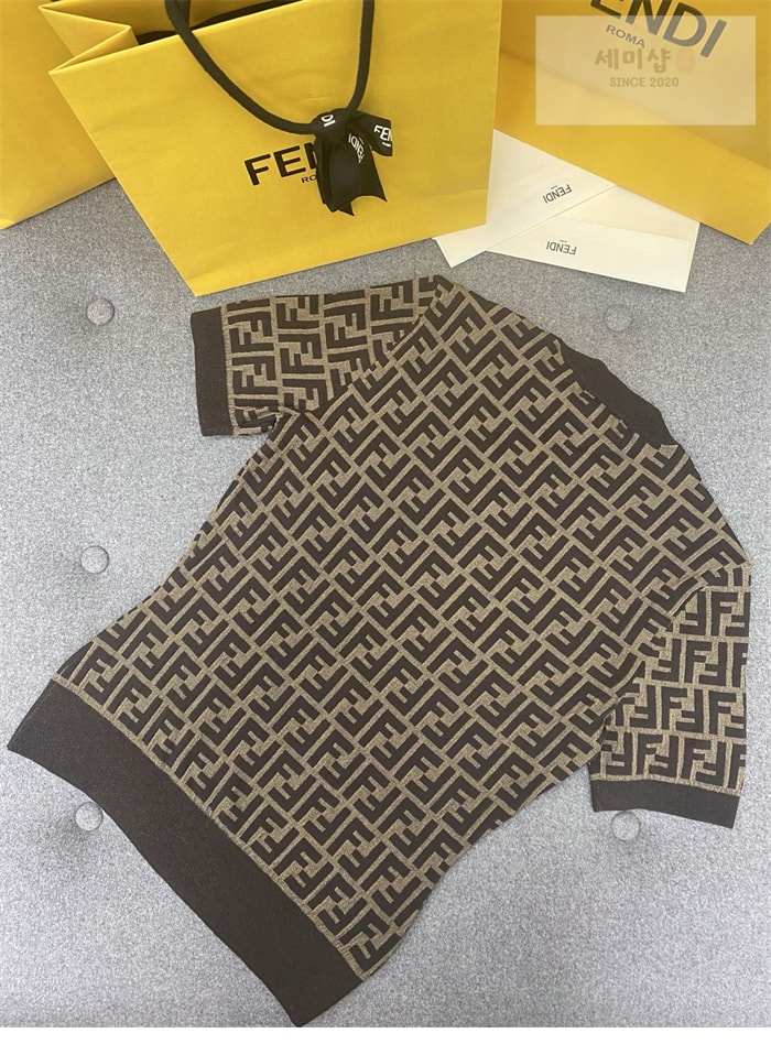 Fendi 펜디 FF 자카드 코튼 반팔 니트 의류 11번 이미지