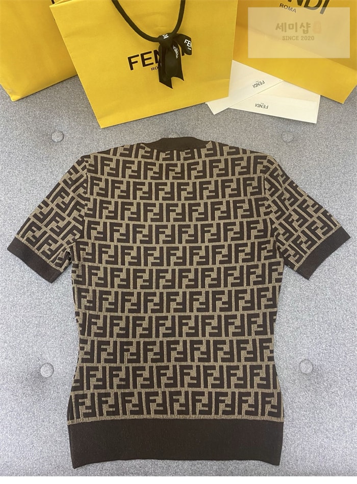 Fendi 펜디 FF 자카드 코튼 반팔 니트 의류 12번 이미지