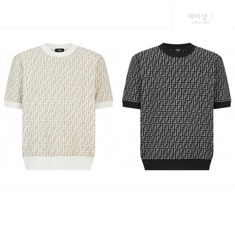 Fendi 펜디 FF 점퍼 페브릭 반팔 스웨트 니트 베이지 의류 1번 이미지