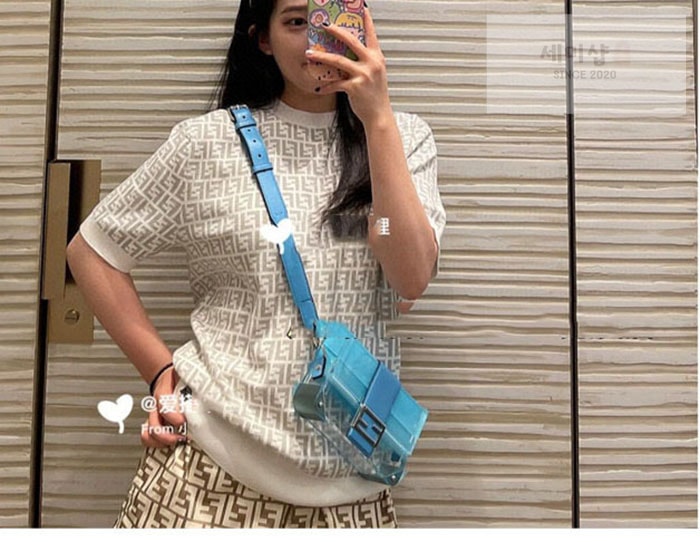 Fendi 펜디 FF 점퍼 페브릭 반팔 스웨트 니트 베이지 의류 4번 이미지