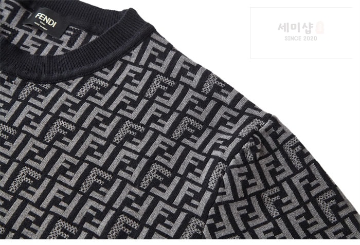 Fendi 펜디 FF 점퍼 페브릭 반팔 스웨트 니트 베이지 의류 18번 이미지