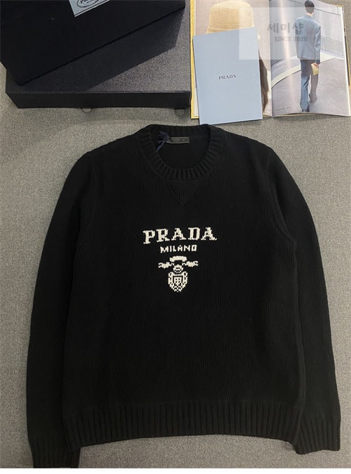 P R A D A 프라다 로고 울 캐시미어 크루넥 스웨터 니트 2컬러 의류 30번 이미지