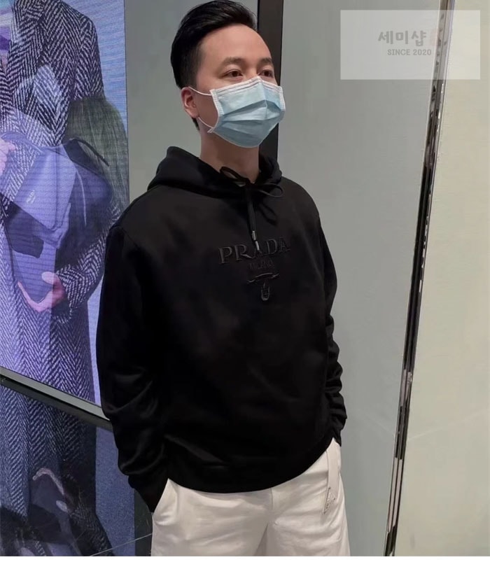 P R A D A 프라다 로고 자수 코튼 후디 의류 2번 이미지