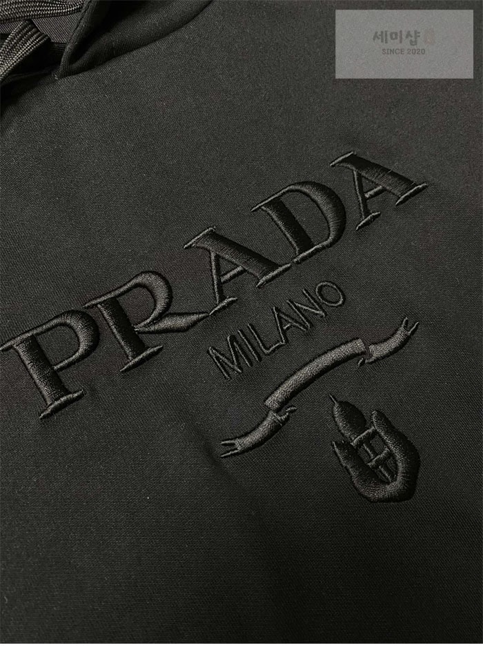P R A D A 프라다 로고 자수 코튼 후디 의류 8번 이미지