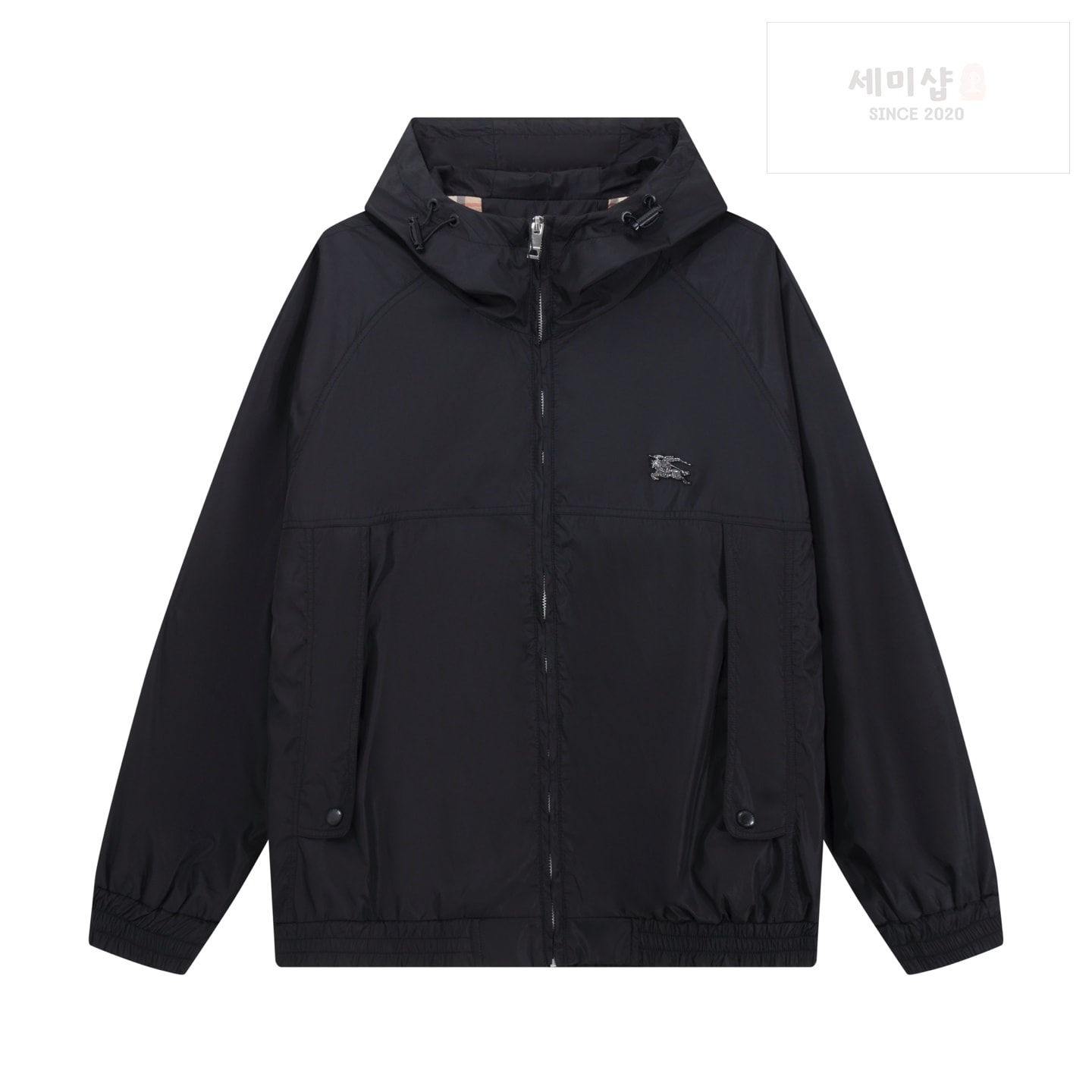 Burberry 버버리 로고 프린트 에코닐 후디 블랙 의류 1번 이미지