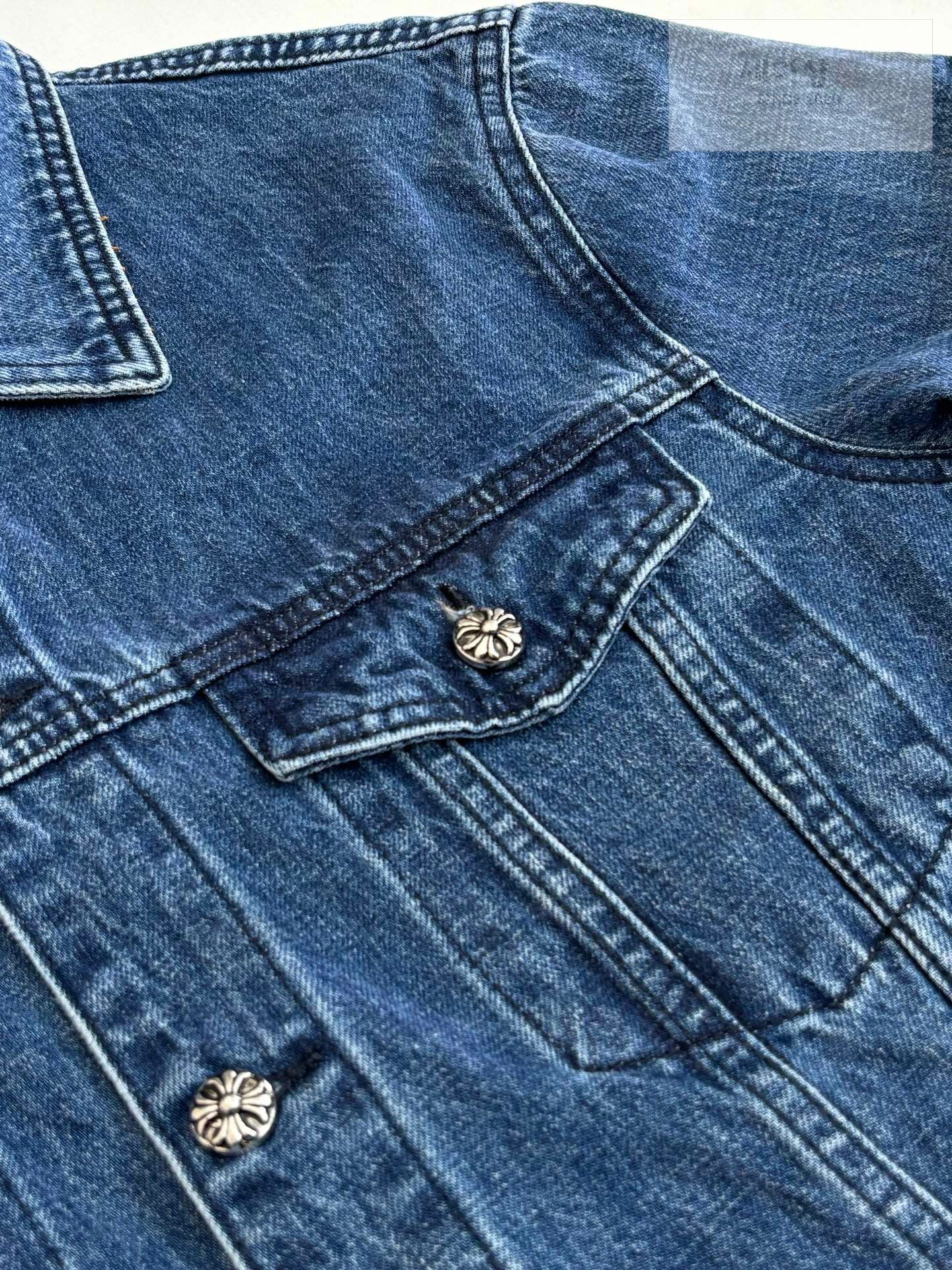 Chrome Hearts 크롬하츠 크로스 버튼 데님 자켓 인디고 워시 의류 5번 이미지