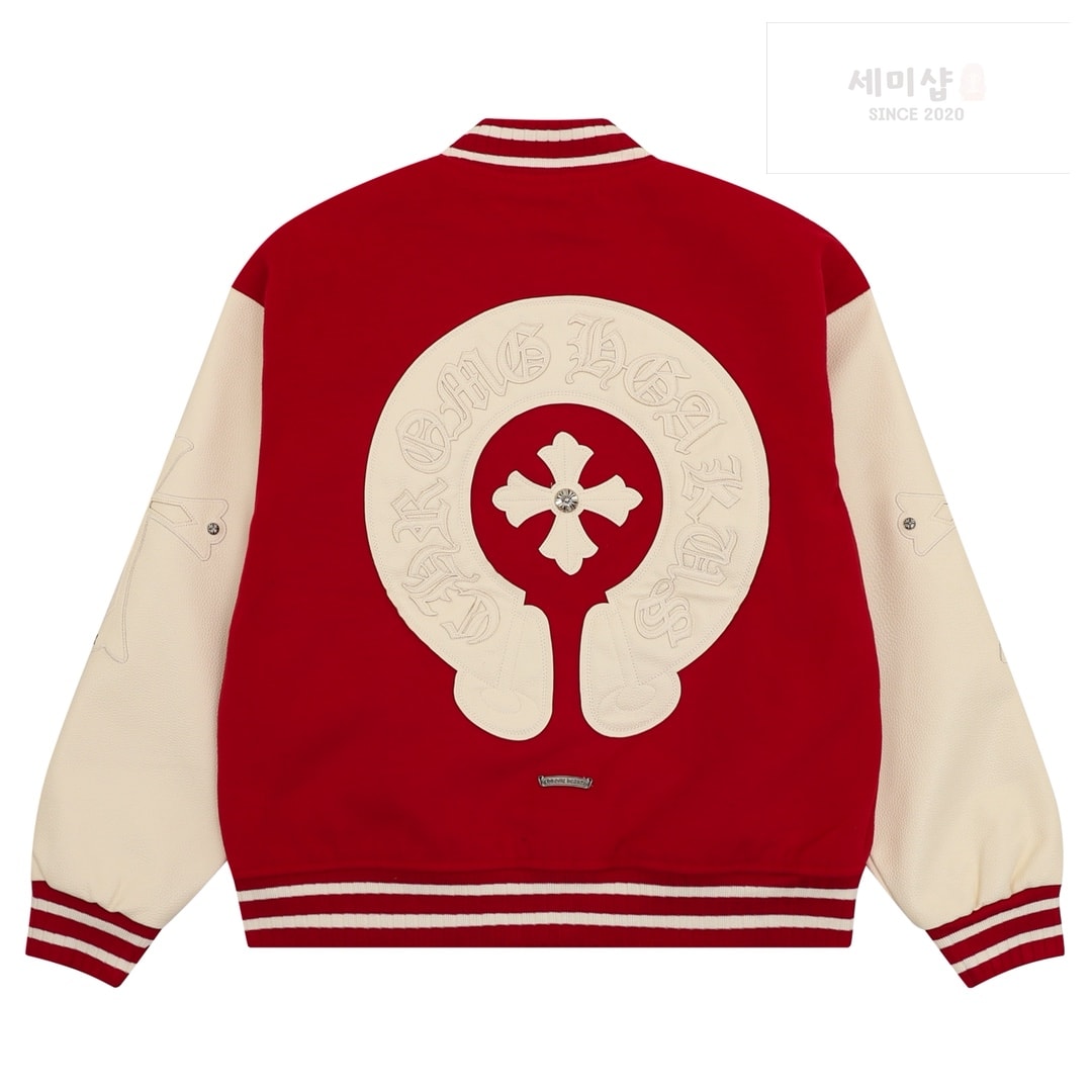 Chrome Hearts 크롬하츠 크로스 패치 레터맨 바시티 자켓 레드 화이트 의류 2번 이미지