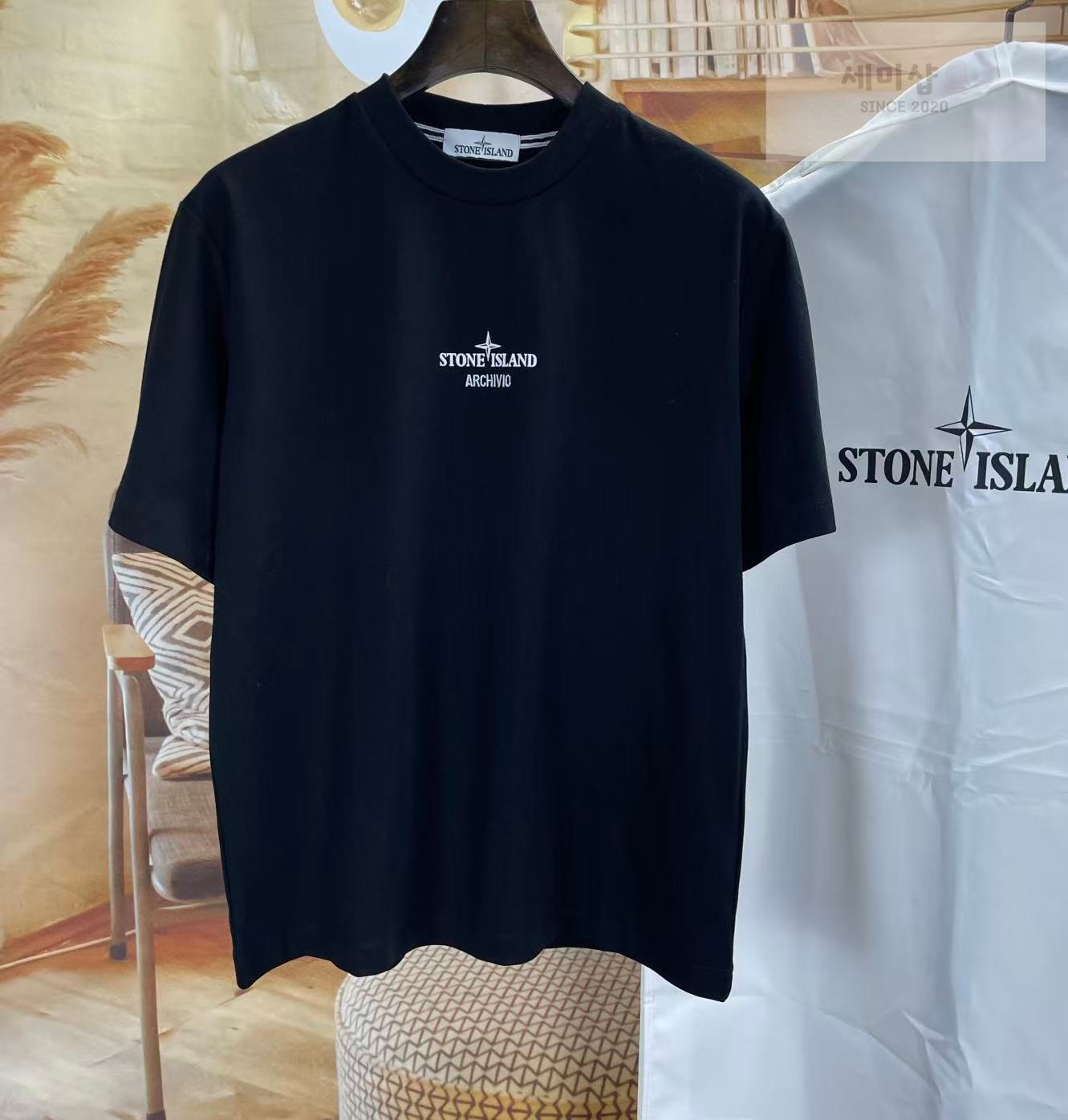Stone Island 스톤아일랜드 가먼트 다이 포켓 티셔츠 블랙 의류 1번 이미지