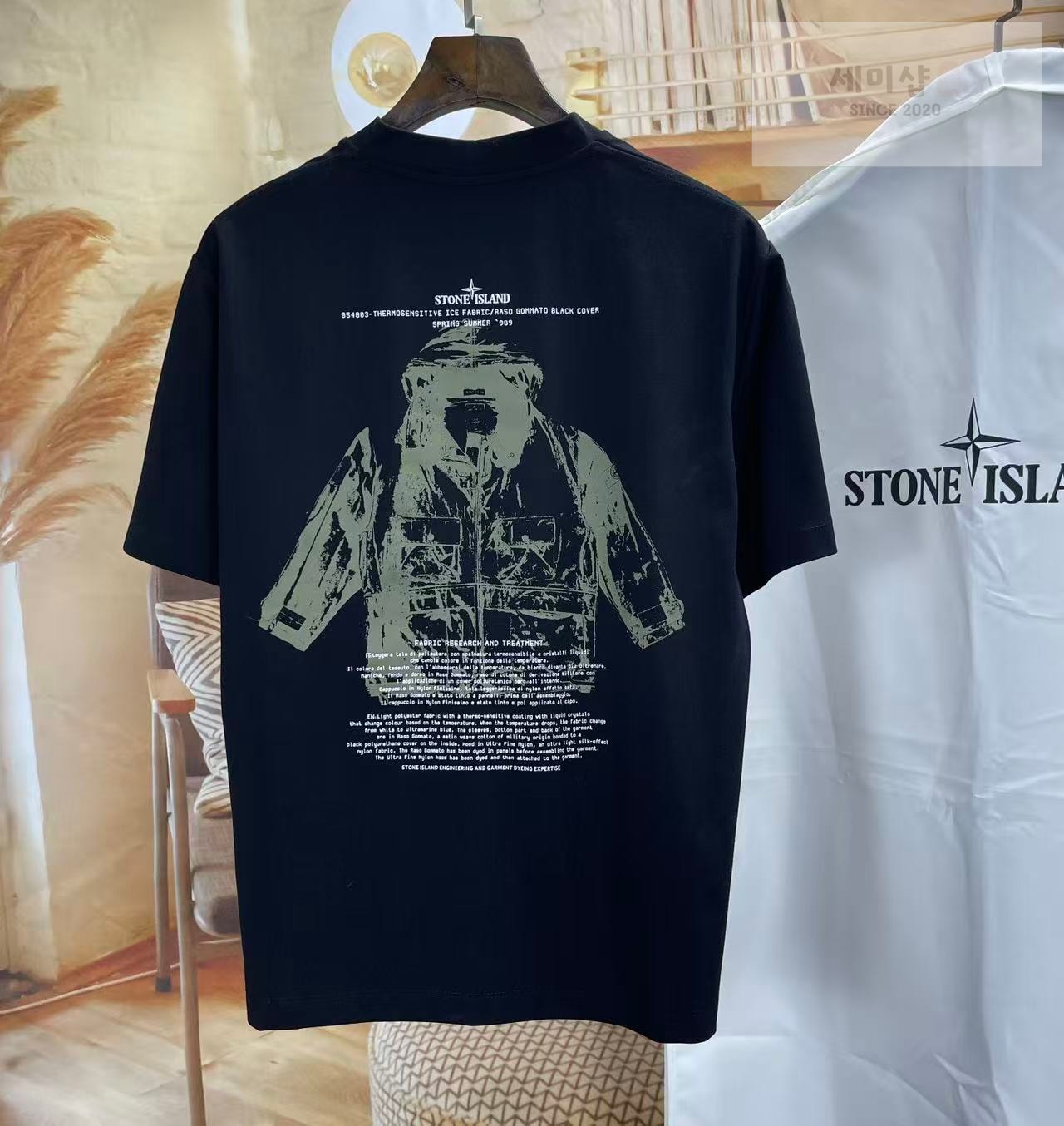 Stone Island 스톤아일랜드 가먼트 다이 포켓 티셔츠 블랙 의류 2번 이미지