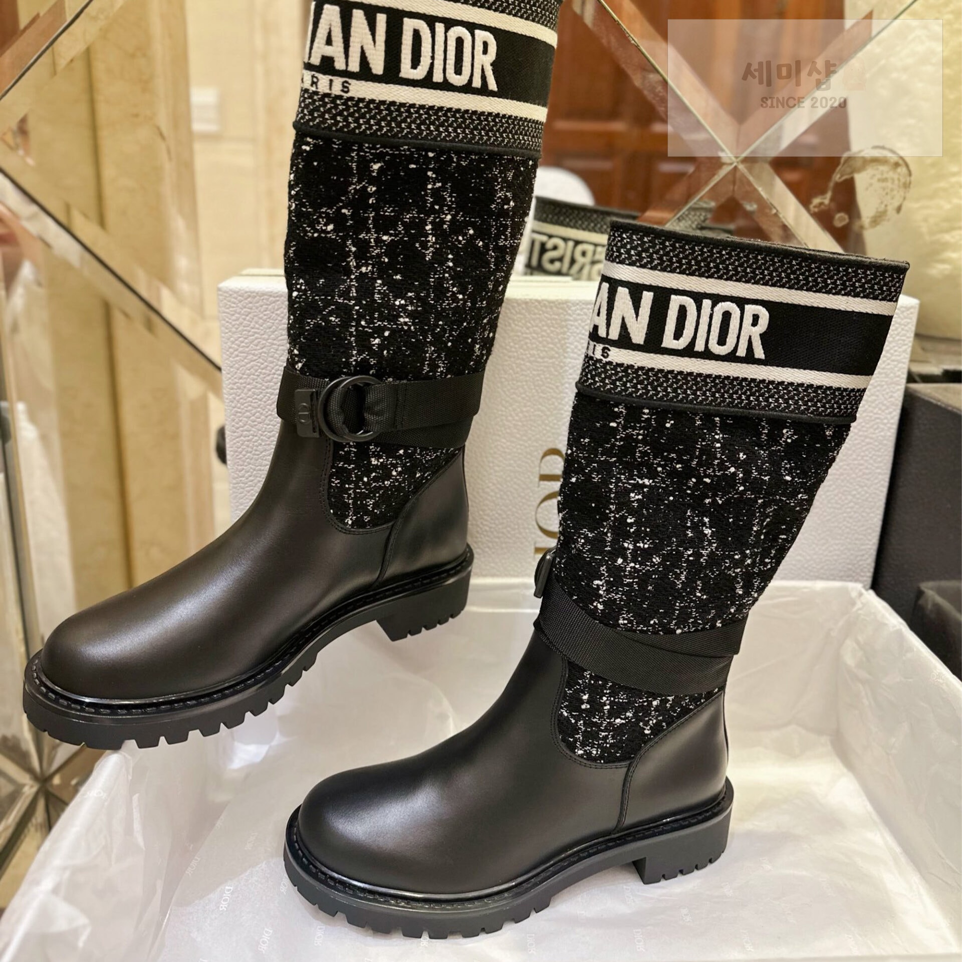 D I O R 디올 메이저 트위드 레더 롱 부츠 “35SIZE – 40SIZE” 신발 1번 이미지