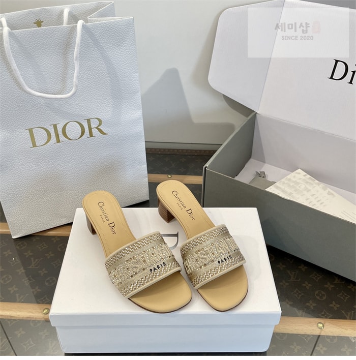 D I O R 디올 Dway 디웨이 힐 뮬 슬라이드 카키 신발 3번 이미지