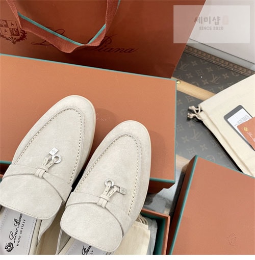 Loro Piana 로로피아나 바부슈 참 워크 로퍼 뮬 스웨이드 신발 26번 이미지