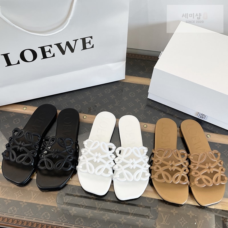 Loewe 로에베 페탈 아나그램 슬라이드 브라운 신발 1번 이미지