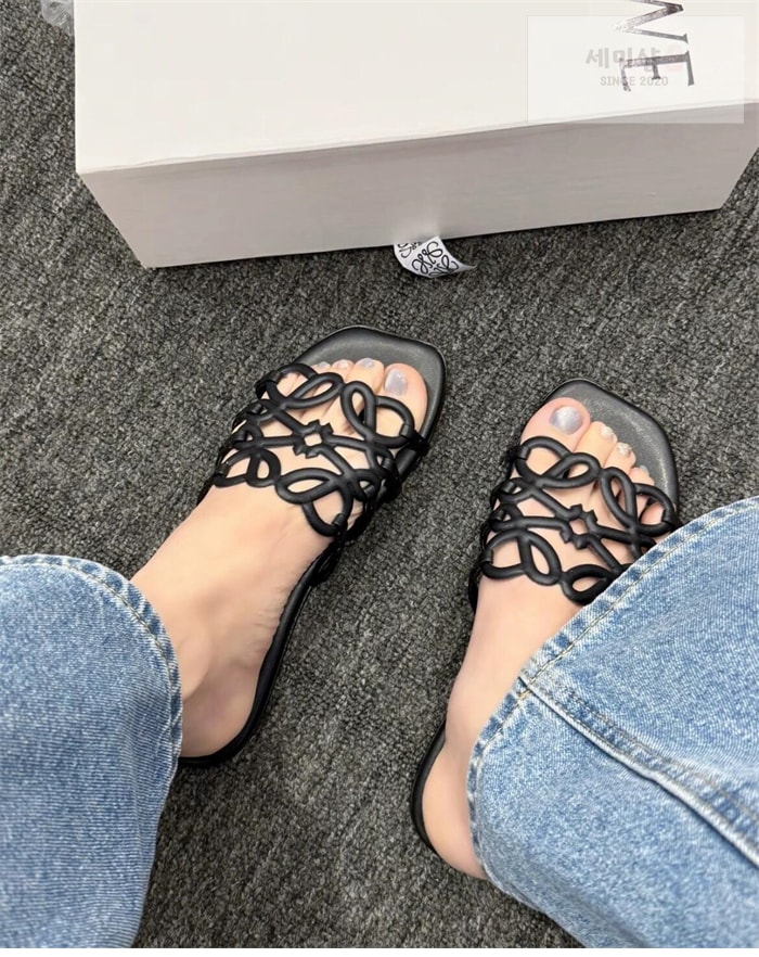 Loewe 로에베 페탈 아나그램 슬라이드 브라운 신발 2번 이미지