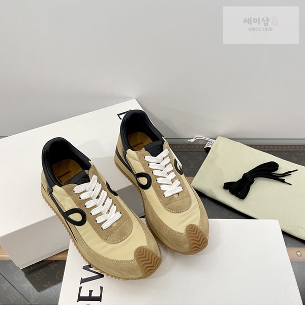 Loewe 로에베 플로우 러너 스니커즈 스웨이드 나일론 골드 블랙 신발 4번 이미지