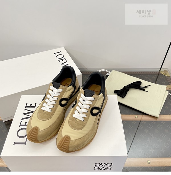 Loewe 로에베 플로우 러너 스니커즈 스웨이드 나일론 골드 블랙 신발 5번 이미지