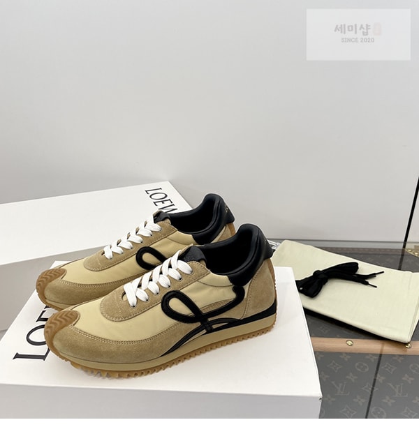 Loewe 로에베 플로우 러너 스니커즈 스웨이드 나일론 골드 블랙 신발 6번 이미지