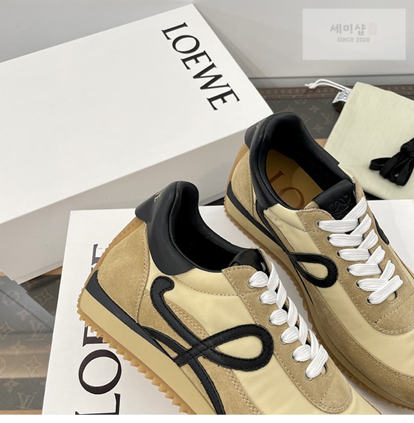 Loewe 로에베 플로우 러너 스니커즈 스웨이드 나일론 골드 블랙 신발 8번 이미지