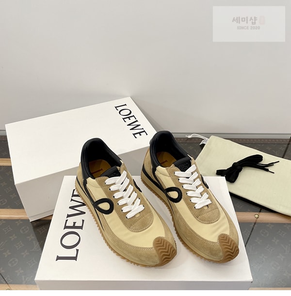 Loewe 로에베 플로우 러너 스니커즈 스웨이드 나일론 골드 블랙 신발 9번 이미지