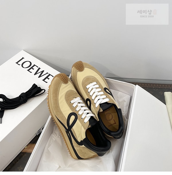 Loewe 로에베 플로우 러너 스니커즈 스웨이드 나일론 골드 블랙 신발 10번 이미지
