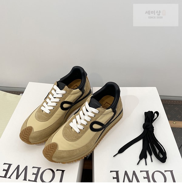 Loewe 로에베 플로우 러너 스니커즈 스웨이드 나일론 골드 블랙 신발 12번 이미지