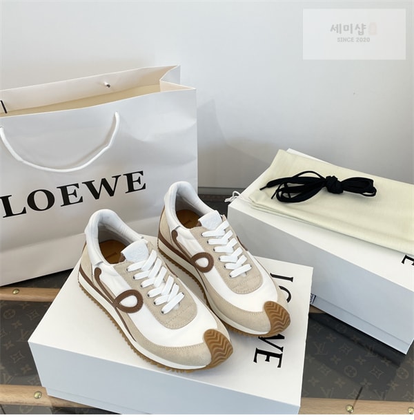 Loewe 로에베 플로우 러너 스니커즈 스웨이드 나일론 화이트 베이지 신발 8번 이미지