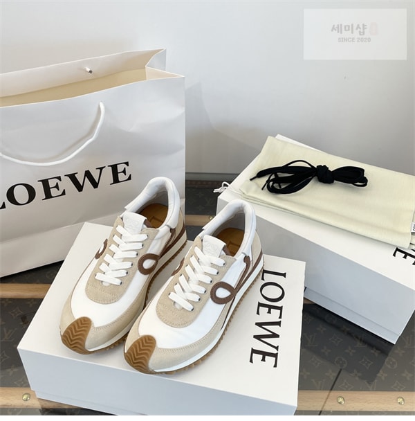 Loewe 로에베 플로우 러너 스니커즈 스웨이드 나일론 화이트 베이지 신발 10번 이미지