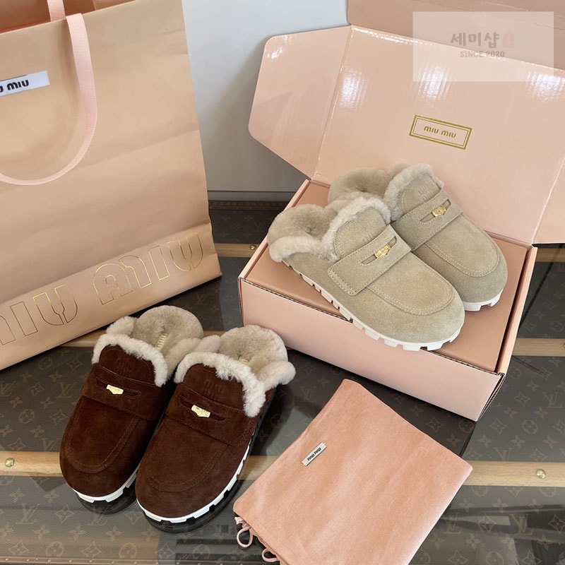 Miu Miu 미우미우 스웨이드 뮬 신발 1번 이미지