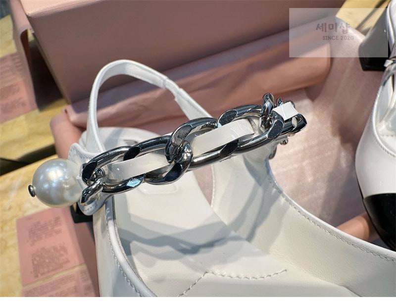 Miu Miu 미우미우 투톤 페이턴트 레더 슬링백 펌프스 신발 14번 이미지