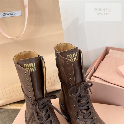 Miu Miu 미우미우 24FW 가죽 레이스 부티 신발 26번 이미지