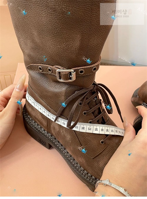 Miu Miu 미우미우 24FW 프린트 로고 슈레이스 가죽 부츠 신발 31번 이미지