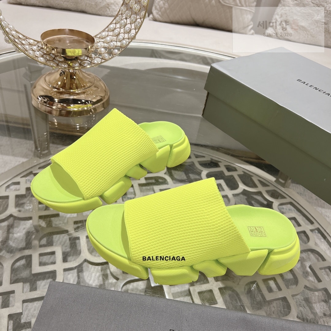 Balenciaga 발렌시아가 스피드 2.0 리사이클드 니트 슬라이드 네온옐로우 레플리카 1번 이미지 - 신발 | 세미샵 레플리카 사이트