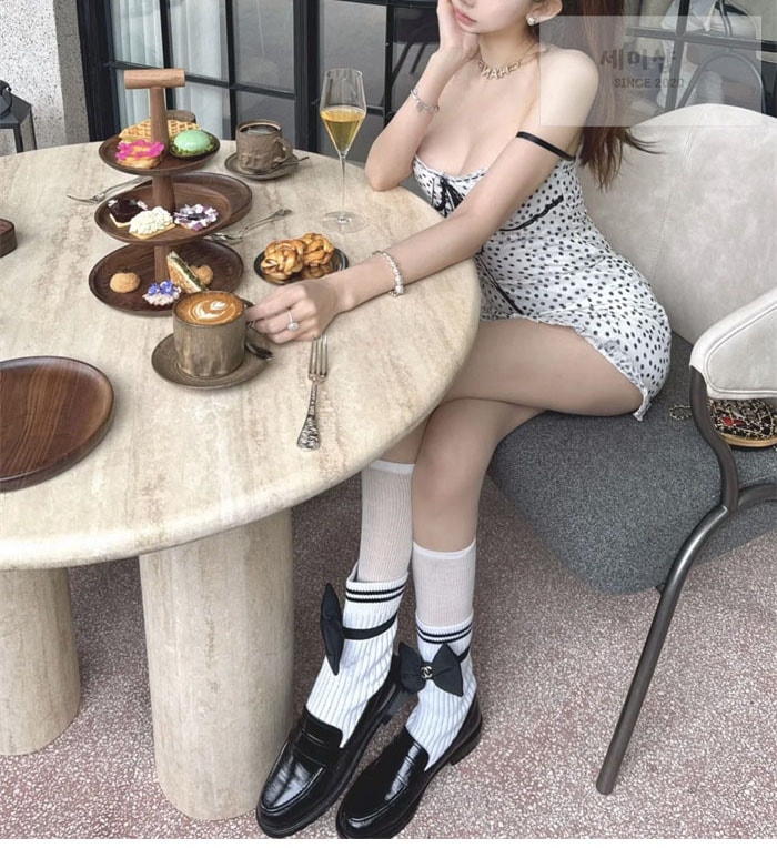 C H A N E L 샤넬 리본 삭스 컴바인 모카신 신발 1번 이미지