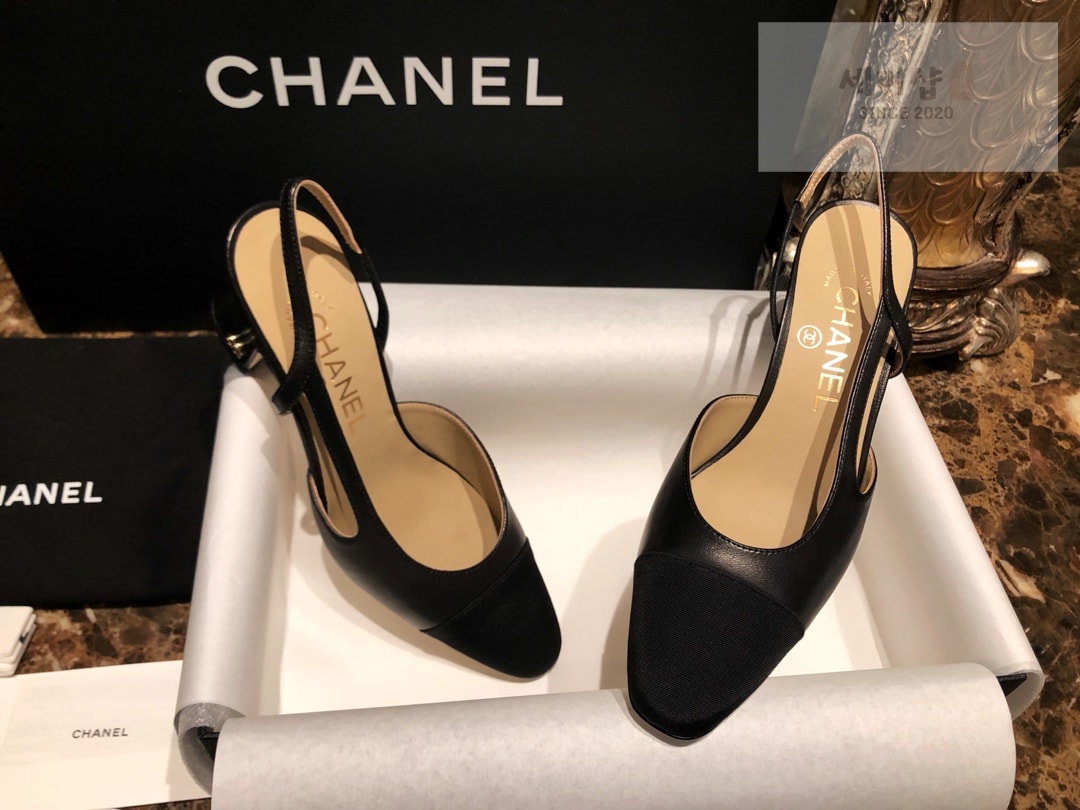 C H A N E L 샤넬 블랙 고트스킨 그로그랭 슬링백 플랫 슈즈 “34SIZE – 41SIZE” 신발 9번 이미지