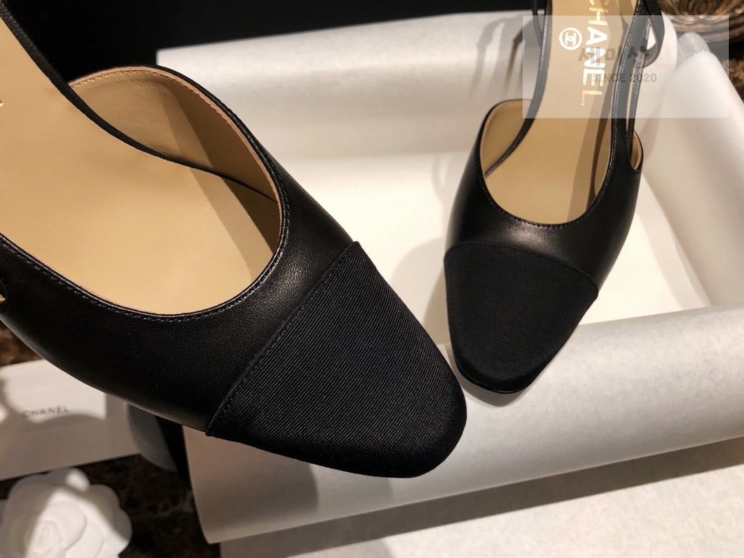C H A N E L 샤넬 블랙 고트스킨 그로그랭 슬링백 플랫 슈즈 “34SIZE – 41SIZE” 신발 10번 이미지