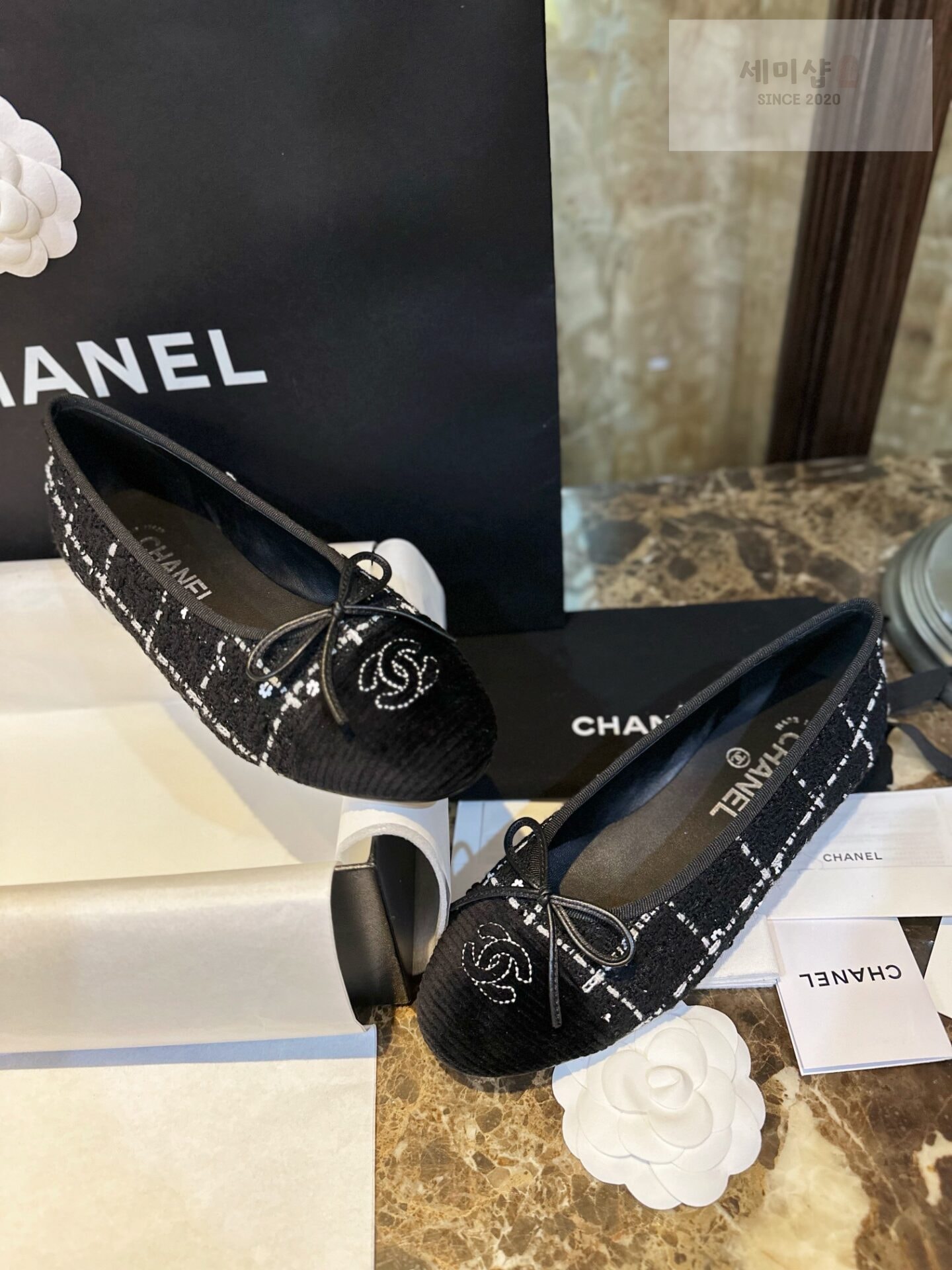 C H A N E L 샤넬 블랙 트위드 발레리나 플랫 슈즈 “35SIZE – 41SIZE” 신발 2번 이미지