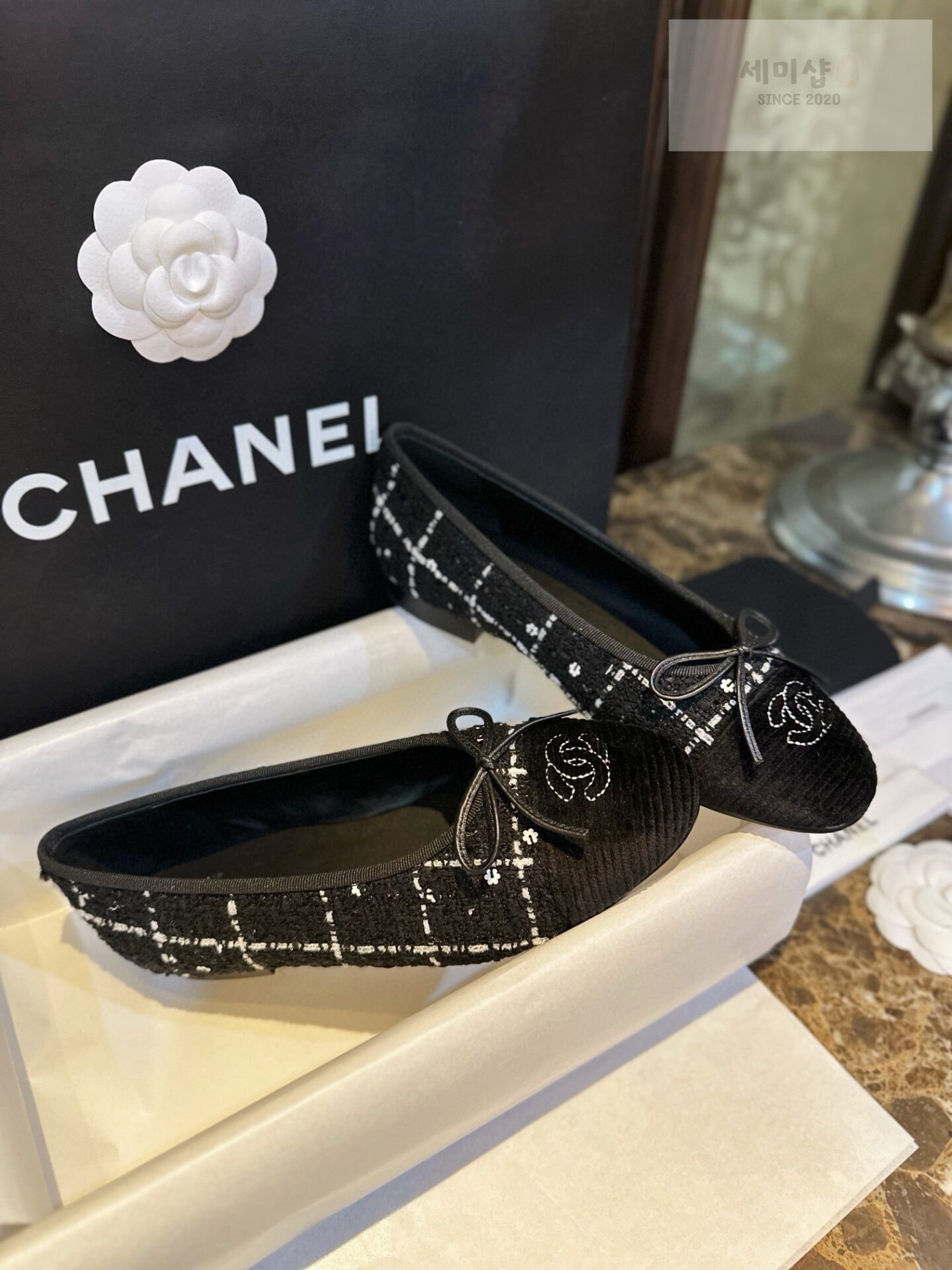 C H A N E L 샤넬 블랙 트위드 발레리나 플랫 슈즈 “35SIZE – 41SIZE” 신발 4번 이미지