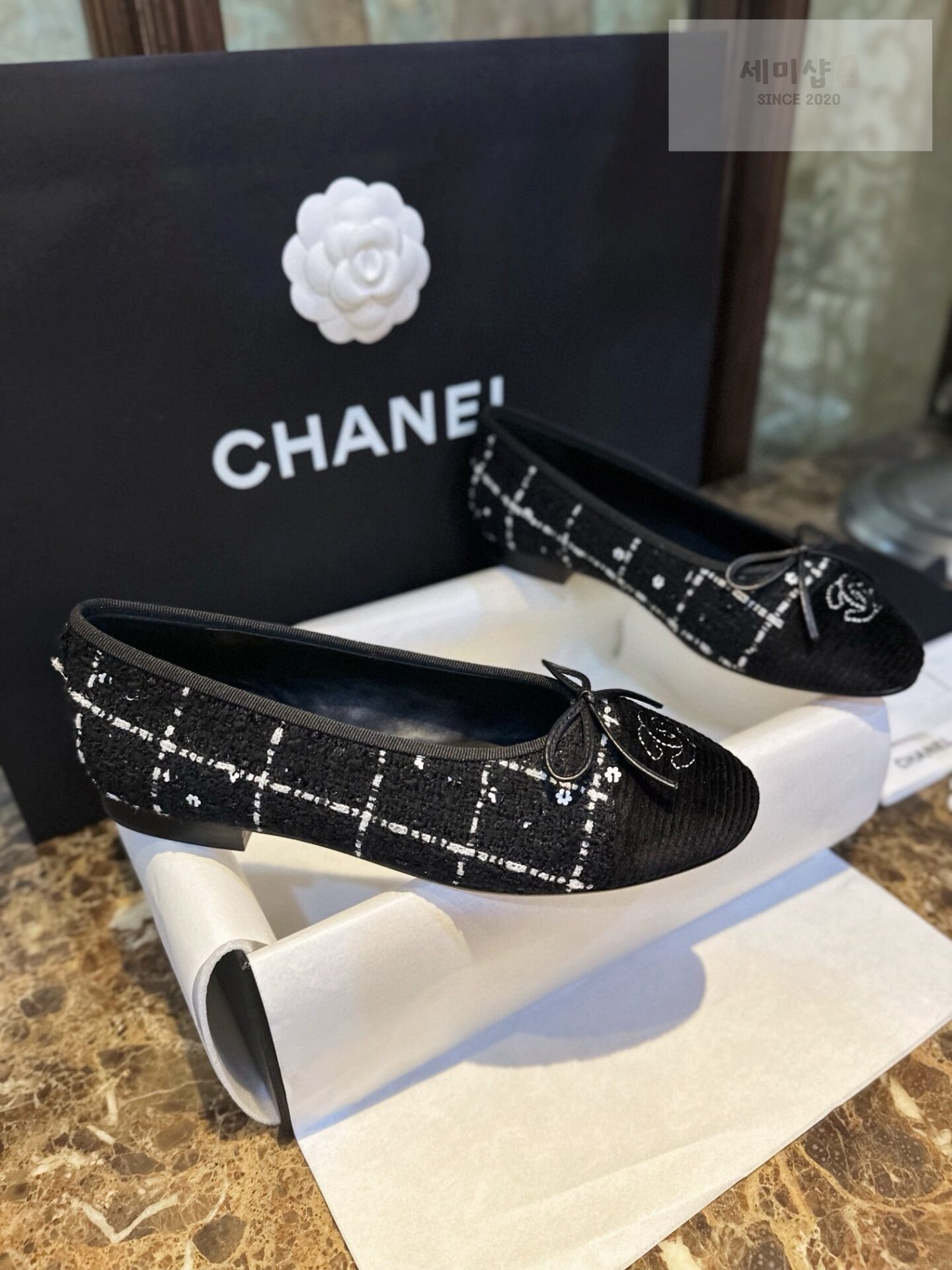 C H A N E L 샤넬 블랙 트위드 발레리나 플랫 슈즈 “35SIZE – 41SIZE” 신발 5번 이미지