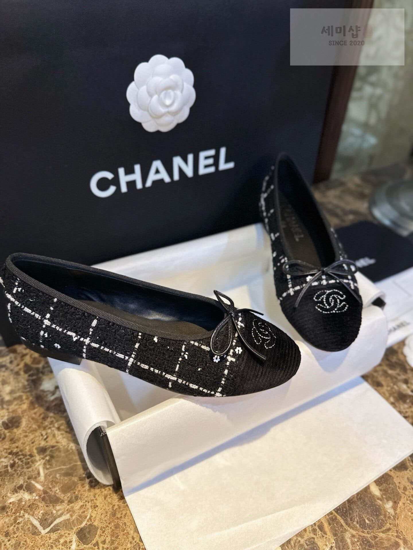 C H A N E L 샤넬 블랙 트위드 발레리나 플랫 슈즈 “35SIZE – 41SIZE” 신발 6번 이미지