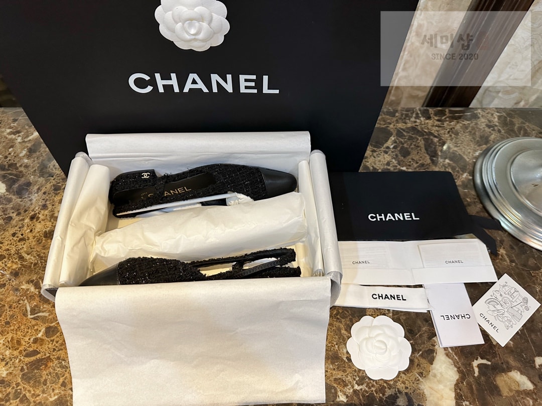 C H A N E L 샤넬 블랙 트위드 슬링백 플랫 슈즈 “34SIZE – 41SIZE” 신발 9번 이미지