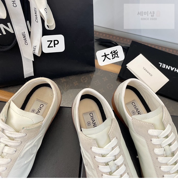 C H A N E L 샤넬 카프스킨 벨벳 스니커즈 신발 28번 이미지